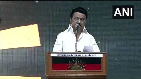 ട്രിച്ചിയിൽ നടന്ന ഡിഎംകെ റാലിയിൽ സ്റ്റാലിൻ സംസാരിക്കുന്നു/ എഎൻഐ