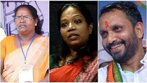 സി കെ ജാനു, പ്രസീത അഴീക്കോട്, കെ സുരേന്ദ്രന് / ഫയല്