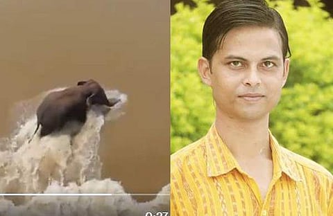 ഒഴുക്കില്പ്പെട്ട ആനയുടെ വിഡിയോ ദൃശ്യം, അരിന്ദം ദാസ്