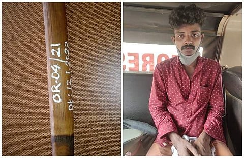 വില്ക്കാന് ശ്രമിച്ച തേറ്റ, അറസ്റ്റിലായ പ്രതികളില് ഒരാള്