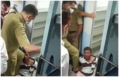 യാത്രക്കാരനെ മര്ദിക്കുന്ന പൊലീസ്/വീഡിയോ സ്ക്രീന്ഷോട്ട്