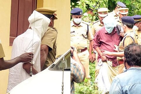 ഷാഫിയെയും ഭഗവല് സിങിനെയും വീട്ടില് തെളിവെടുപ്പിന് കൊണ്ടുവന്നപ്പോള്/ ന്യൂ ഇന്ഡ്യന് എക്സ്പ്രസ്