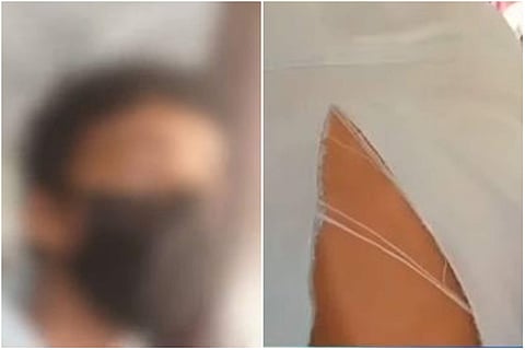 മര്ദ്ദനമേറ്റ വിദ്യാര്ത്ഥി, വസ്ത്രം കീറിയ നിലയില്/ ടിവി ദൃശ്യം