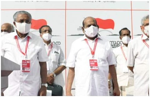 സിപിഎം സംസ്ഥാന സമ്മേളന വേദിയില് കോടിയേരി ബാലകൃഷ്ണനും പിണറായി വിജയനും