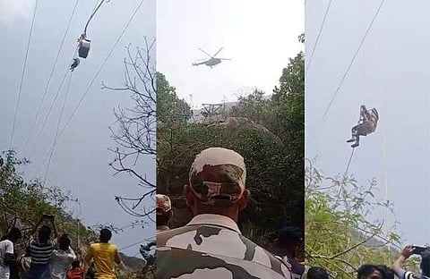റോപ് വേയില് അപകടമുണ്ടായിടത്ത് രക്ഷാപ്രവര്ത്തനം പുരോഗമിക്കുന്നു/എഎന്ഐ