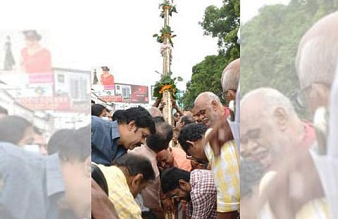പാറമേക്കാവിന്റെ പന്തല് കാല്നാട്ടുന്നു