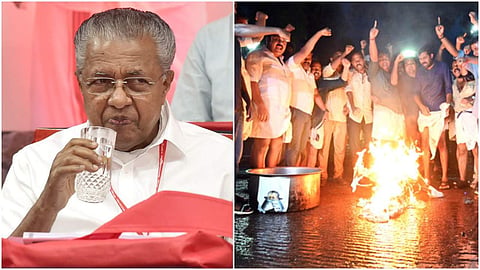 മുഖ്യമന്ത്രിക്കെതിരെ ഇന്നലെ തിരുവനന്തപുരത്ത് നടന്ന യൂത്ത് കോണ്ഗ്രസ് പ്രതിഷേധം/ ചിത്രം: ന്യൂ ഇന്ഡ്യന് എക്സ്പ്രസ്