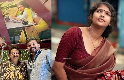 ചുമരിൽ പതിച്ച ശ്രീലക്ഷ്മിയുടെ ഫോട്ടോയ്ക്ക് സമീപം ആഘോഷും ആർജിവിയും, ശ്രീലക്ഷ്മി/ ഇൻസ്റ്റഗ്രാം