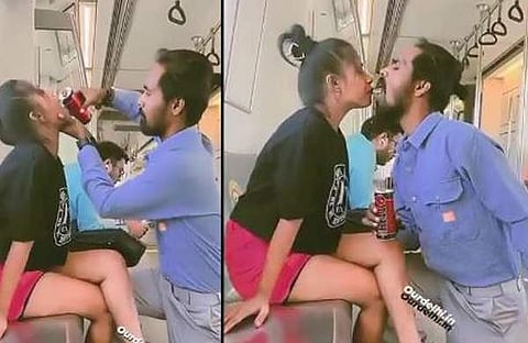മെട്രോയിൽ കമിതാക്കളുടെ പ്രണയ പ്രകടനങ്ങൾ/ എക്സ് വിഡിയോ സ്ക്രീൻഷോട്ട്