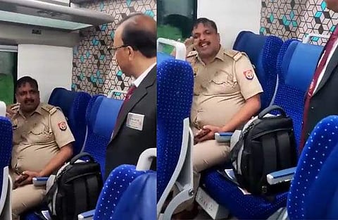 ടിക്കറ്റില്ലാതെ യാത്ര ചെയ്യുന്ന പൊലീസുകാരൻ/ എക്സ് വിഡിയോ സ്ക്രീൻഷോട്ട്