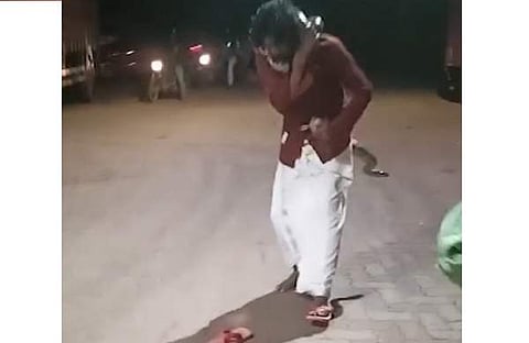പെരുമ്പാമ്പ് യുവാവിന്റെ കഴുത്തില് ചുറ്റിവരിഞ്ഞ നിലയില്, സ്ക്രീന്ഷോട്ട്