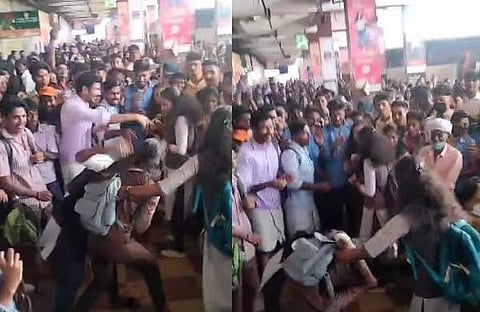 പെണ്കുട്ടികളുടെ കൂട്ടത്തല്ലിന്റെ വീഡിയോ ദൃശ്യം