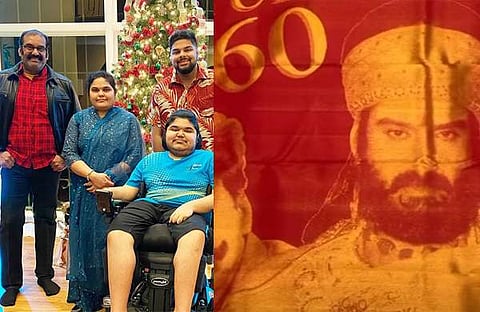നെപ്പോളിയൻ കുടുംബത്തോടൊപ്പം, സ്വർണനൂലിൽ നെയ്ത സാരി/ ഇൻസ്റ്റഗ്രാം