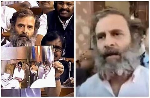 പാര്ലമെന്റില് രാഹുല് ഗാന്ധി മോദിയുടെയും അദാനിയുടെയും ചിത്രങ്ങള് ഉയര്ത്തിക്കാട്ടുന്നു, അദ്ദേഹം മാധ്യമങ്ങളോട് സംസാരിക്കുന്നു/വീഡിയോ സ്ക്രീന്ഷോട്ട്