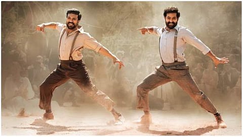 രാം ചരൺ, ജൂനിയർ എൻടിആർ നാട്ടു നാട്ടു എന്ന ഗാനത്തിൽ നിന്ന്/ ചിത്രം ട്വിറ്റർ
