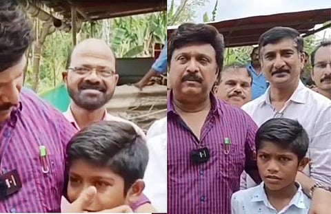 ഏഴാം ക്ലാസുകാരനെ ആശ്വസിപ്പിക്കുന്ന ഗണേഷ് കുമാര് എംഎല്എയുടെ ദൃശ്യം