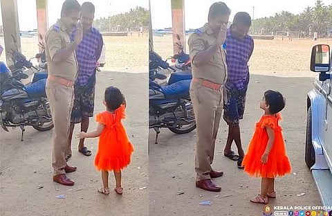 പൊലീസിന് സല്യൂട്ട് നൽകുന്ന കുട്ടി/ ചിത്രം ഇൻസ്റ്റാഗ്രാം