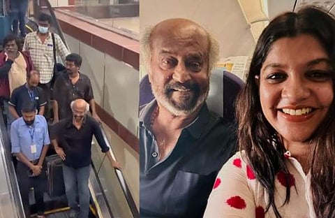 രജനീകാന്ത് കേരളത്തിൽ എത്തിയപ്പോൾ/ വിഡിയോ സ്ക്രീൻഷോട്ട്, രജനീകാന്തിനൊപ്പം അപർണ/ ഇൻസ്റ്റഗ്രാം