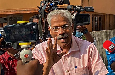 ചോദ്യം ചെയ്യലിനായി ഇഡി ഓഫീസിലെത്തിയ സിഎം രവീന്ദ്രന്/ പിടിഐ
