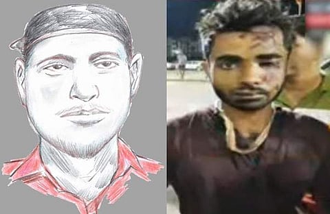 രേഖാചിത്രവും പിടിയിലായ ഷഹറൂഖ് സെയ്ഫിയും