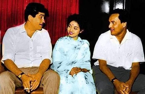 രാജ്കപൂറിനും മുകേഷിനുമൊപ്പം ശാരദ രാജന്/ ട്വിറ്റര്
