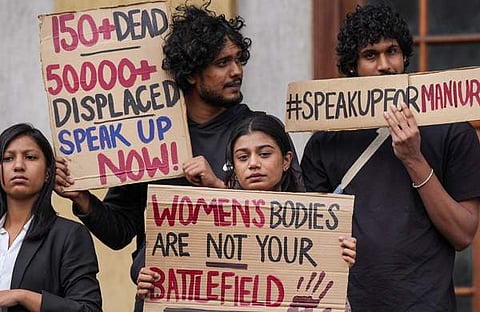 മണിപ്പൂര് കലാപത്തിന് എതിരെ ഡല്ഹിയില് നടന്ന പ്രതിഷേധത്തില് നിന്ന്/പിടിഐ