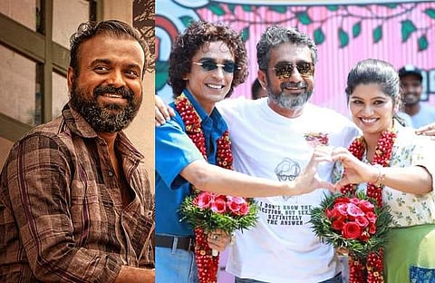 കൊഴുമ്മൽ രാജീവനായി കുഞ്ചാക്കോ ബോബൻ, രാജേഷ് മാധവനും ചിത്രാ നായരും രതീഷ് ബാലകൃഷ്ണ പൊതുവാളിനൊപ്പം/ ഫെയ്സ്ബുക്ക്