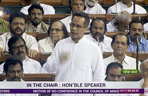 ഗൗരവ് ഗൊഗോയ് ലോക്സഭയിൽ സംസാരിക്കുന്നു/ എഎൻഐ