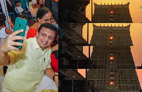 മുഹമ്മദ് റിയാസ് (ഫയല്), മന്ത്രി ഫെയ്സ്ബുക്കില് പങ്കുവച്ച ക്ഷേത്ര ചിത്രം
