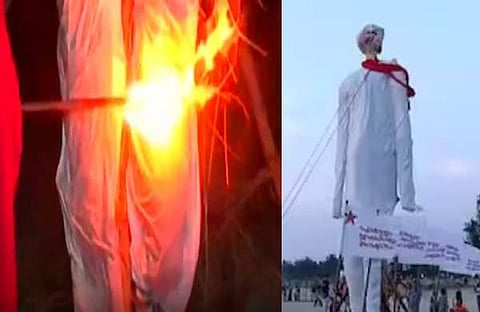 പപ്പാഞ്ഞി മാതൃകയിലുള്ള ഗവര്ണറുടെ കോലം കത്തിക്കുന്ന ദൃശ്യം, ഫെയ്സ്ബുക്ക്