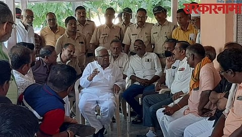 MLA Prakash Bharsakale with angry people for roads