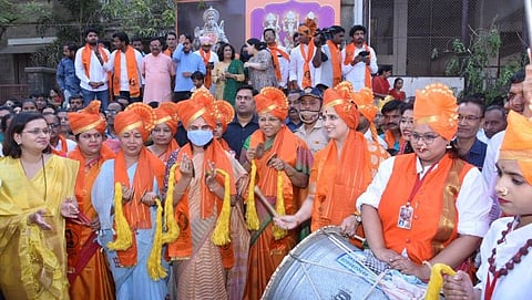 Participation of political women in Hanuman Jayanti celebrations at Sangamner
