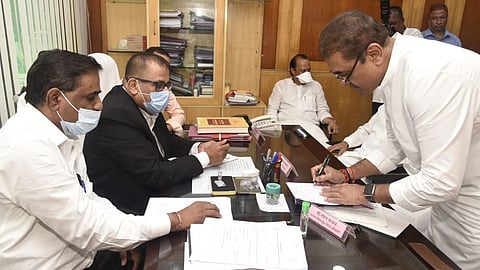Praful Patel while filing nomination papers for Rajya Sabha