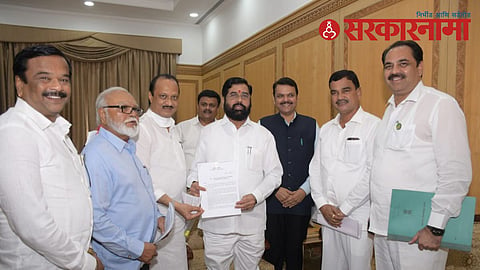 Chhagan Bhujbal, Ajit Pawar with CM Eknath Shinde