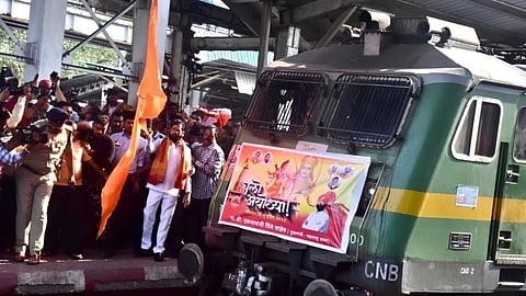 Eknath Shinde at Thane Railway Station