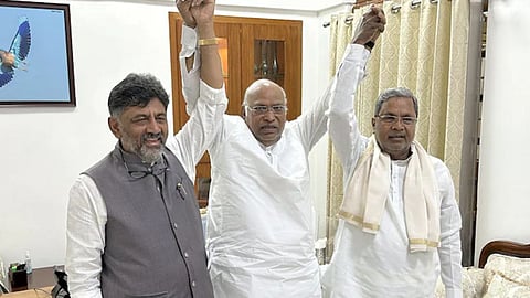 DK Shivakumar, Mallikarjun Kharge, Siddaramaiah