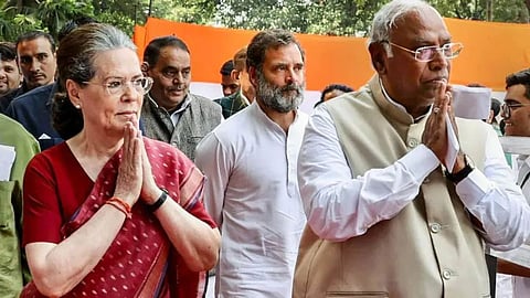 Sonia Gandhi, Rahul Gandhi, Mallikarjun Kharge