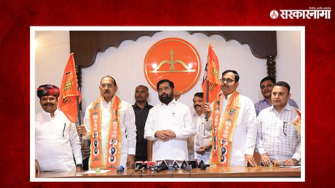 CM Eknath Shinde with two BSP MLAs