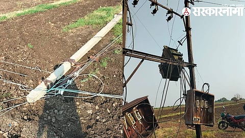 dharashiv district eletricity poles fell due to rain
