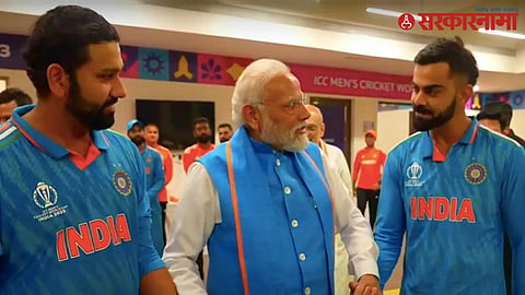 PM Narendra Modi with Team India