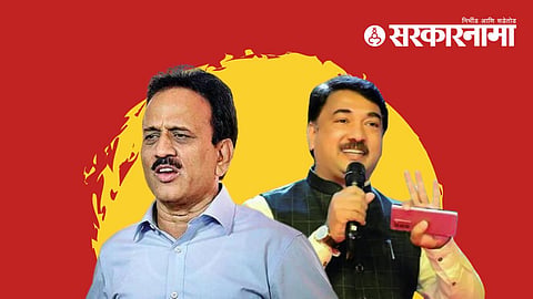 Girish Mahajan addressing media while responding to former MP Unmesh Patil’s likely entry into the Eknath Shinde-led Shiv Sena faction.