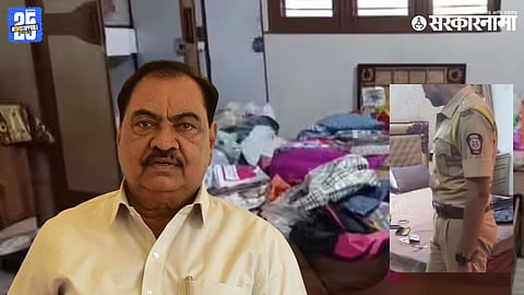 Police inspecting Eknath Khadse’s Jalgaon residence after a major theft of gold rings and cash.