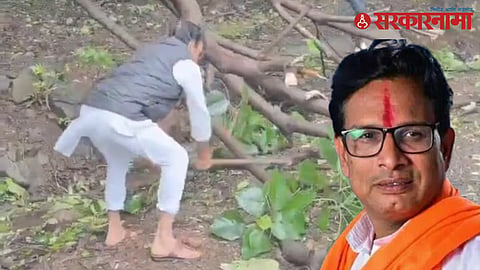 Kiran Lahamate viral video during heavy rainfall