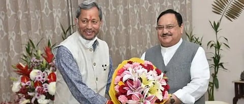 uttrakhand chief minister tirath singh rawat meets j p nadda in delhi