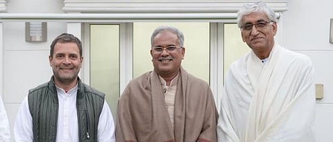 chhatttisgarh cm bhupesh baghel and t s singh deo meet rahul gandhi