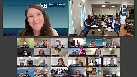 Executive Director Paul Chapman and Chief Operations Officer Karen Phillips of Restore Hope explain the upcoming research projects during a national Zoom call