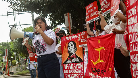 Several progressive group members staged a protest along Freedom Park, Roxas Avenue in Davao City to commemorate the 160th Bonifacio Day on Thursday morning, November 30.