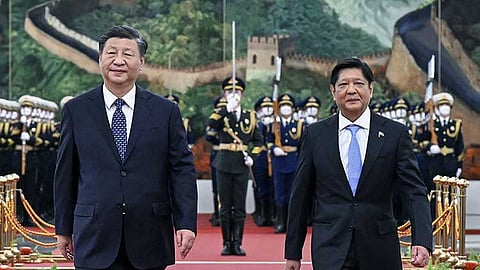 CHINA. In this photo released by Xinhua News Agency, Chinese President Xi Jinping and visiting Philippine President Ferdinand Marcos Jr. appear together during a welcoming ceremony at the Great Hall of the People in Beijing on January 4, 2023.