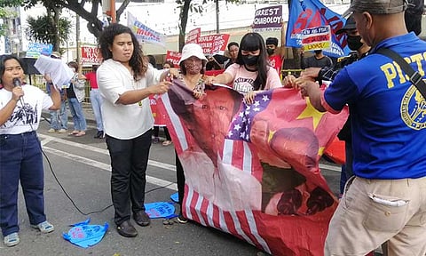 Progressive groups staged a protest on Monday morning, July 22, 2024, at Freedom Park, Roxas Avenue, Davao City, hours before the State of the Nation Address (SONA) of President Ferdinand Marcos, Jr.