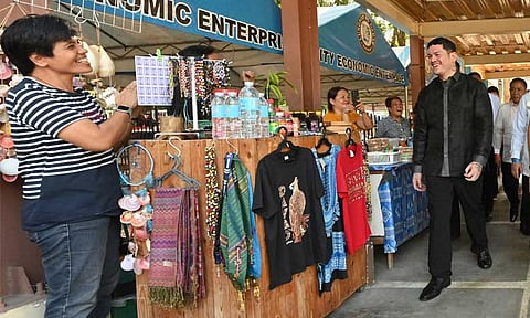 Davao City Mayor Sebastian Duterte smiles at some vendors outside the Sangguniang Panlungsod after delivering his third State of the City Address (Soca) at the Rizal Park on Tuesday afternoon, August 6.